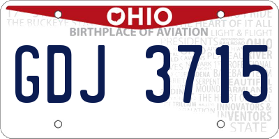 OH license plate GDJ3715