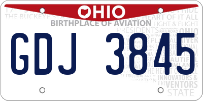 OH license plate GDJ3845