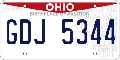 OH license plate GDJ5344