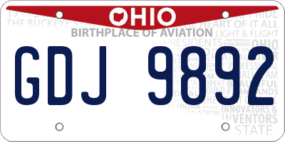 OH license plate GDJ9892