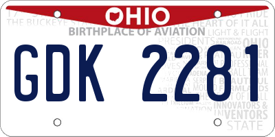 OH license plate GDK2281