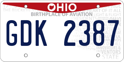 OH license plate GDK2387
