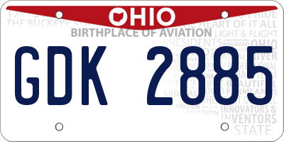 OH license plate GDK2885