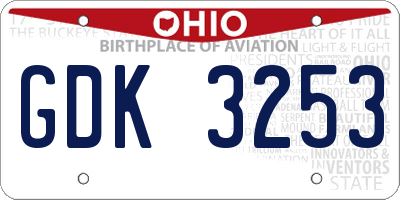 OH license plate GDK3253