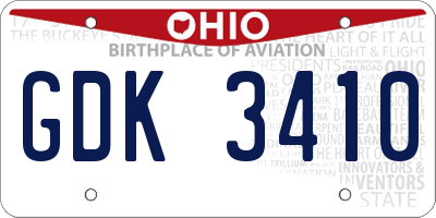 OH license plate GDK3410