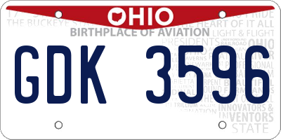 OH license plate GDK3596