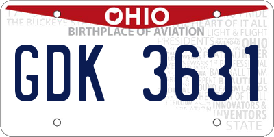 OH license plate GDK3631