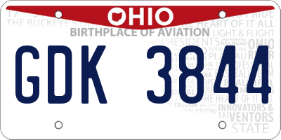 OH license plate GDK3844