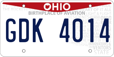 OH license plate GDK4014