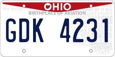 OH license plate GDK4231