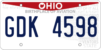 OH license plate GDK4598