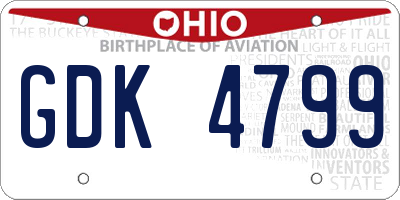 OH license plate GDK4799