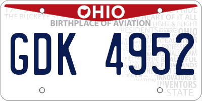 OH license plate GDK4952