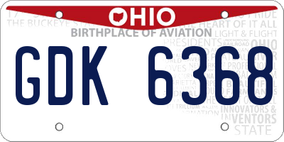 OH license plate GDK6368