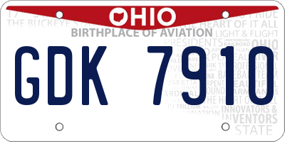 OH license plate GDK7910
