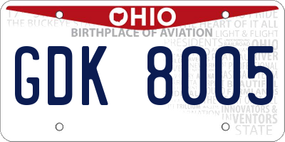 OH license plate GDK8005