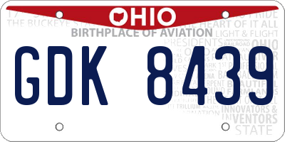 OH license plate GDK8439