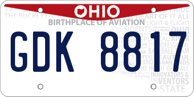 OH license plate GDK8817