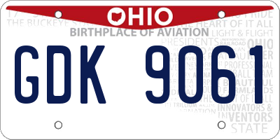 OH license plate GDK9061