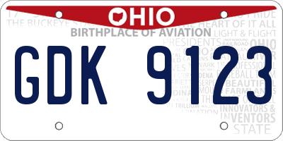 OH license plate GDK9123