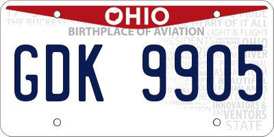 OH license plate GDK9905