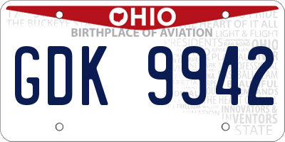 OH license plate GDK9942