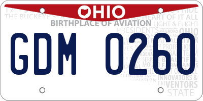 OH license plate GDM0260