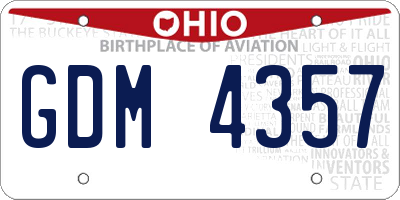 OH license plate GDM4357