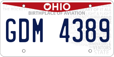 OH license plate GDM4389