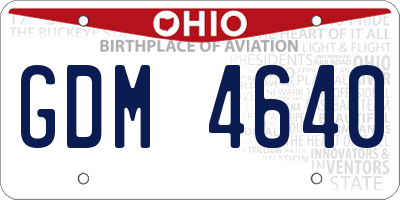 OH license plate GDM4640