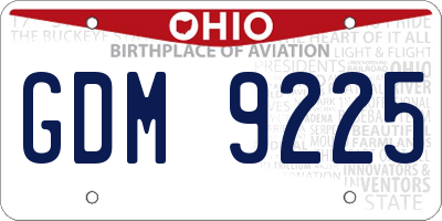 OH license plate GDM9225