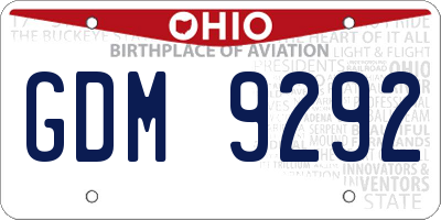 OH license plate GDM9292