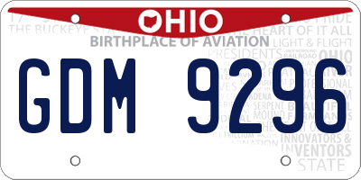 OH license plate GDM9296