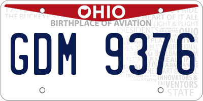OH license plate GDM9376