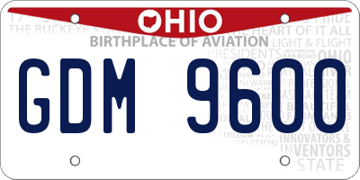 OH license plate GDM9600