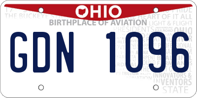 OH license plate GDN1096