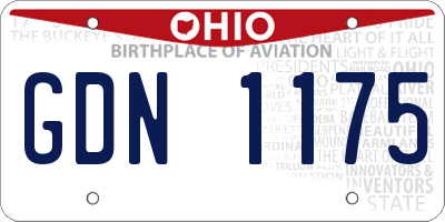 OH license plate GDN1175