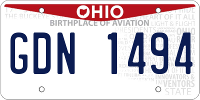 OH license plate GDN1494
