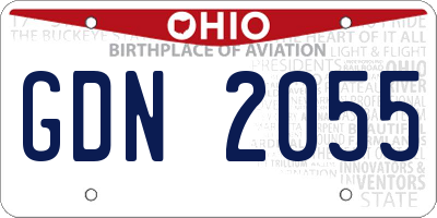 OH license plate GDN2055