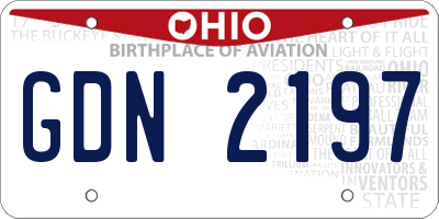 OH license plate GDN2197