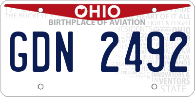 OH license plate GDN2492