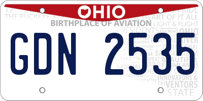 OH license plate GDN2535
