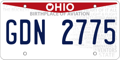 OH license plate GDN2775