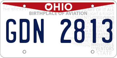 OH license plate GDN2813