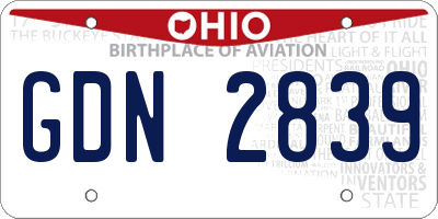 OH license plate GDN2839