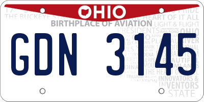 OH license plate GDN3145