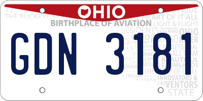 OH license plate GDN3181