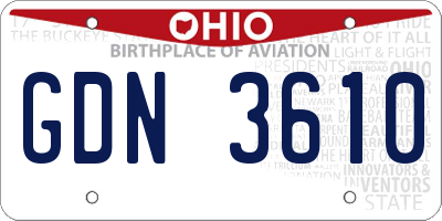 OH license plate GDN3610