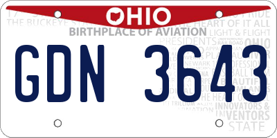 OH license plate GDN3643