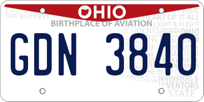 OH license plate GDN3840